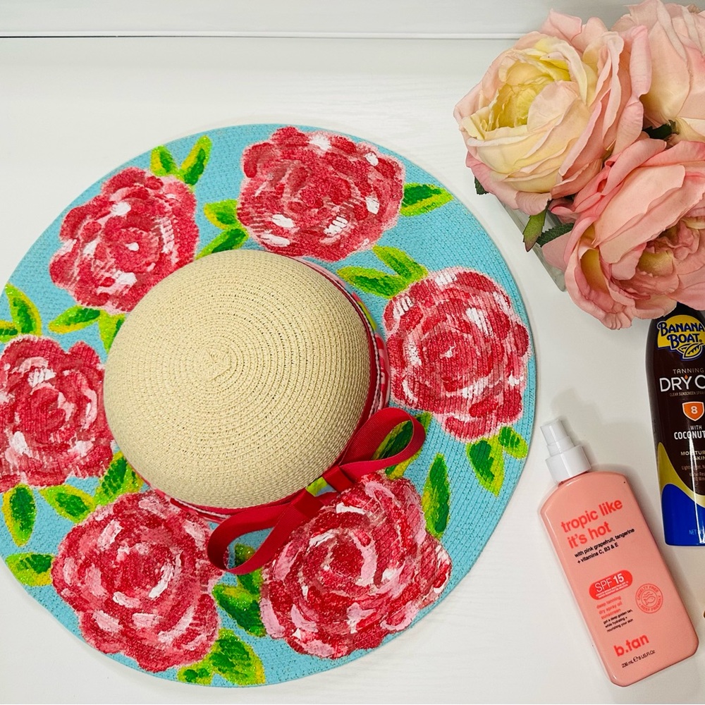 Lilly Inspired hand painted First Impressions Hotty hot pink hat